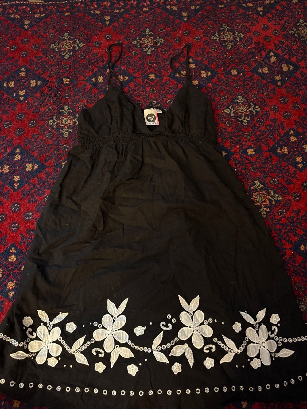 Roxy Black Floral Embroidered Sundress